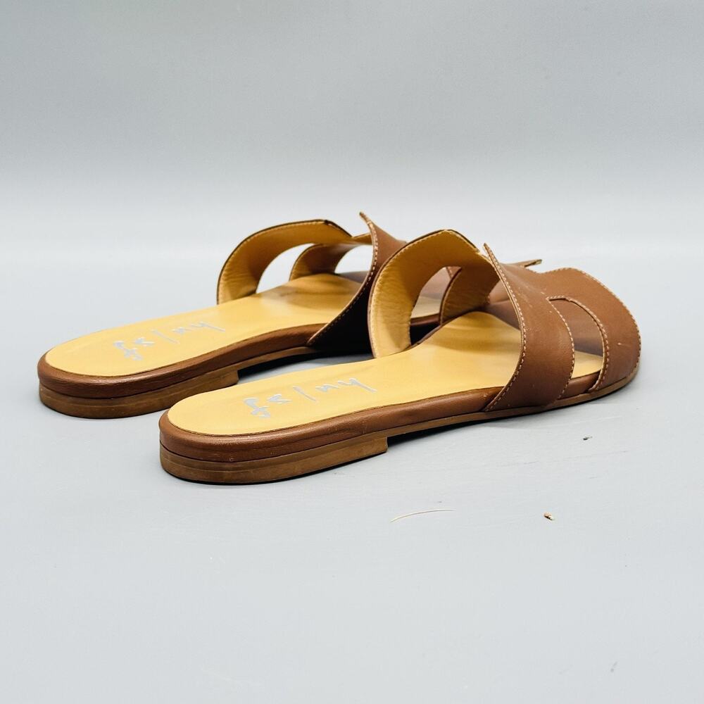 Fs/ny Sandals Womens 6.5 Brown Leather Slide Flat Slip On Casual Comfort Shoes - Picture 7 of 11